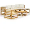 vidaXL Salon de jardin 7 pcs avec coussin Crème Bois d'acacia solide