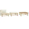 vidaXL Salon de jardin 3 pcs avec coussins blanc crème Bambou