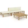 vidaXL Salon de jardin 4 pcs avec coussins blanc crème Bambou