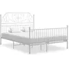 vidaXL Cadre de lit et tête de lit sans matelas blanc 160x200 cm métal