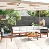 vidaXL Salon de jardin 7 pcs avec coussins Crème Bois d'acacia solide