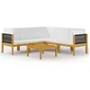 vidaXL Salon de jardin 6 pcs avec coussins Crème Bois d'acacia solide