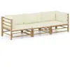 vidaXL Salon de jardin 3 pcs avec coussins blanc crème Bambou