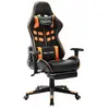 vidaXL Chaise de jeu avec repose-pied Noir et orange Cuir artificiel