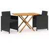 vidaXL Ensemble de salle à manger de jardin avec coussins 3 pcs Noir