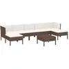 vidaXL Salon de jardin 8 pcs avec coussins Résine tressée Marron