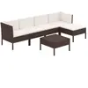 vidaXL Salon de jardin 6 pcs avec coussins Résine tressée Marron