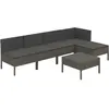 vidaXL Salon de jardin 6 pcs avec coussins Résine tressée Gris
