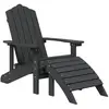 vidaXL Chaise de jardin Adirondack avec repose-pied PEHD anthracite