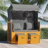 vidaXL Strandkorb avec coussins Résine tressée bois solide Gris blanc