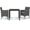 vidaXL Mobilier à dîner de jardin et coussins 3pcs Résine tressée Gris