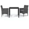 vidaXL Mobilier à dîner de jardin et coussins 3pcs Résine tressée Gris