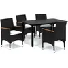 vidaXL Mobilier à dîner de jardin et coussins 5pcs Résine tressée Noir