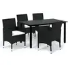 vidaXL Mobilier à dîner de jardin et coussins 5pcs Résine tressée Noir