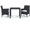 vidaXL Ensemble à dîner de jardin avec coussins 3 pcs poly rotin noir