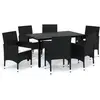 vidaXL Mobilier à dîner de jardin et coussins 7pcs Résine tressée Noir