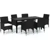 vidaXL Mobilier à dîner de jardin et coussins 7pcs Résine tressée Noir