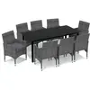 vidaXL Meubles à dîner de jardin et coussins 9 pcs Poly rotin Gris
