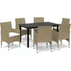 vidaXL Meubles à dîner de jardin et coussins 7 pcs Poly rotin Beige