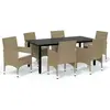 vidaXL Meubles à dîner de jardin et coussins 7 pcs Poly rotin Beige