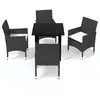 vidaXL Meubles à dîner de jardin et coussins 5 pcs Poly rotin Marron