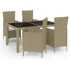 vidaXL Mobilier à dîner de jardin 5 pcs coussins Résine tressée Beige
