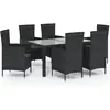 vidaXL Salon de jardin 7 pcs avec coussins résine tressée noir