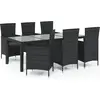 vidaXL Salon de jardin 7 pcs avec coussins résine tressée noir