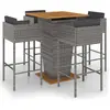 vidaXL Ensemble de bar de jardin 5 pcs et coussins Résine tressée Gris