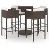 vidaXL Ensemble bar de jardin 5 pcs et coussins Résine tressée Marron