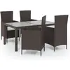 vidaXL Salon d'extérieur 5 pcs avec coussins Résine tressée Marron