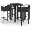 vidaXL Ensemble de bar de jardin 5 pcs et coussins Résine tressée Noir