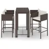 vidaXL Ensemble bar de jardin 5 pcs et coussins Résine tressée Marron