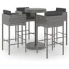 vidaXL Ensemble de bar de jardin 5 pcs et coussins Résine tressée Gris