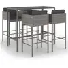vidaXL Ensemble de bar de jardin 5 pcs et coussins Résine tressée Gris