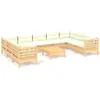 vidaXL Salon de jardin 10 pcs avec coussins crème Bois de pin