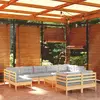 vidaXL Salon de jardin 10 pcs avec coussins gris Bois de pin massif