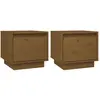 vidaXL Tables de chevet 2pcs Marron miel 35x34x32cm Bois de pin solide