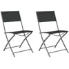 vidaXL Chaises d'extérieur pliables 2 pcs Noir Acier et textilène
