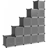 vidaXL Cubes de rangement 15 pcs avec portes Noir PP