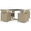 vidaXL Meubles à dîner de jardin et coussins 5 pcs Poly rotin Beige