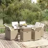 vidaXL Meubles à dîner de jardin et coussins 9 pcs Poly rotin Beige