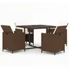 vidaXL Meubles à dîner de jardin et coussins 5 pcs Poly rotin Marron