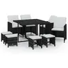 vidaXL Mobilier à dîner de jardin et coussins 9pcs Résine tressée Noir