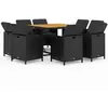 vidaXL Mobilier à dîner de jardin et coussins 9pcs Résine tressée Noir