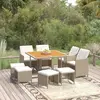 vidaXL Meubles à dîner de jardin et coussins 9 pcs Poly rotin Beige