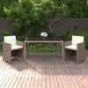 vidaXL Ensemble à manger de jardin et coussins 3 pcs Poly rotin Beige