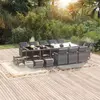 vidaXL Ensemble à manger de jardin coussins 15 pcs Résine tressée Gris