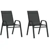 vidaXL Chaises empilables de jardin 2 pcs Noir Tissu textilène
