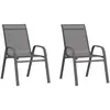 vidaXL Chaises empilables de jardin 2 pcs Gris Tissu textilène